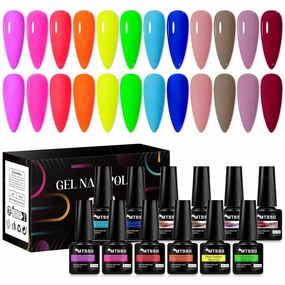 MTSSII Rubber Base Gel for Nails of 12 Colors Neon Orange Green Blue Yellow Rose Red Builder Base Gel Nude Purple Gel Nail Kit Popular Nail Art DIY Manicure Gifts DIY Salon