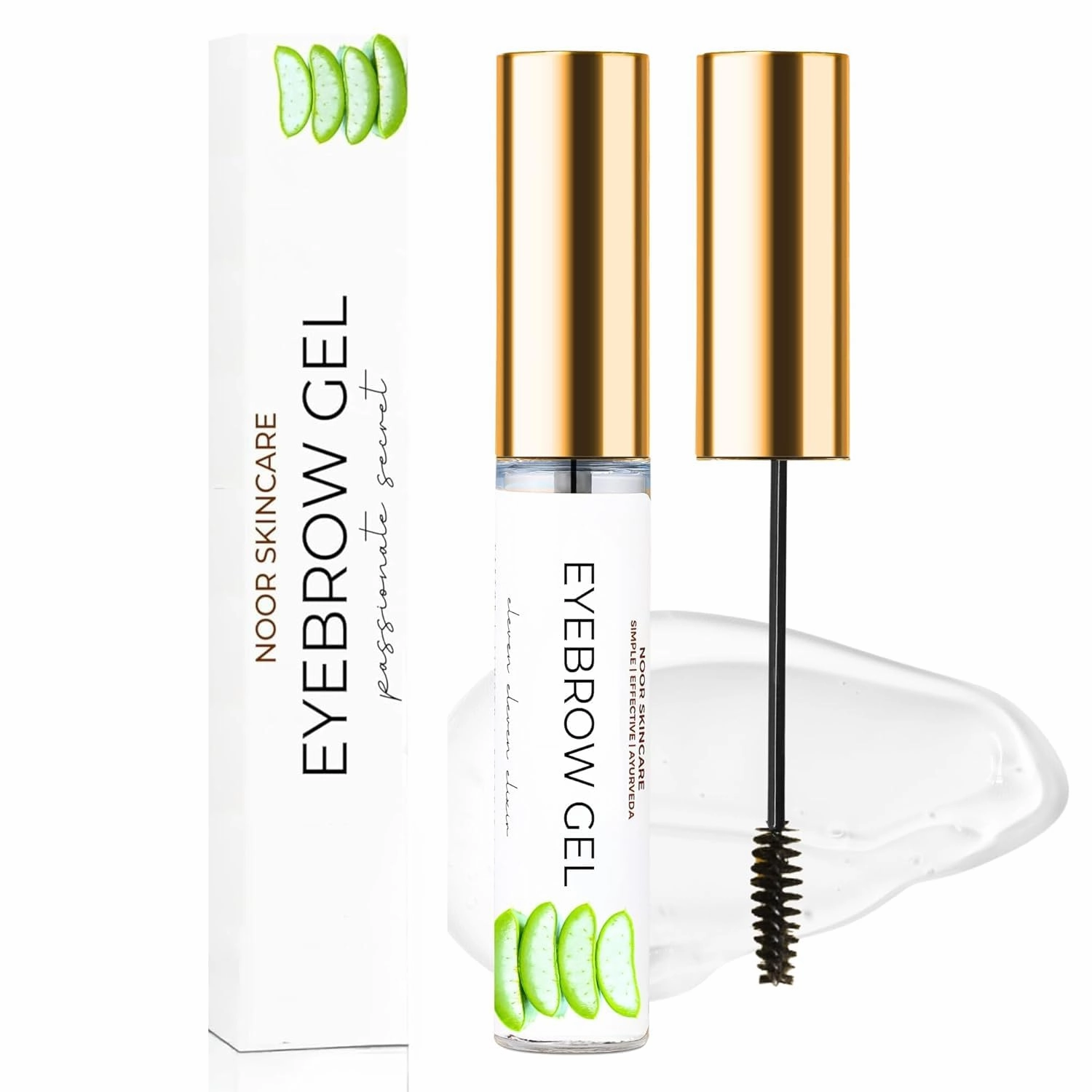 N..oorSkincare Clear Eyebrow Gel with Brush, Organic & Waterproof Eye Brow Setting Gel, Wax 's Natural Substitute, Transparent Fixer Gel, also works as Mascara, Eyebrow Enhancer (5 gm)
