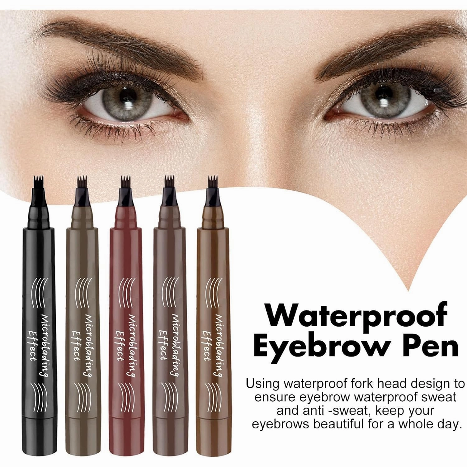 Natural Brows Eyebrow Pen, 2024 Upgraded 3D Waterproof Microblading Eyebrow Pencil Contouring Pen, Eye Brow Pencils For Women, Long Lasting Natural Eyebrow Pencil, Magic Eyebrow Pencil (Light Brown)