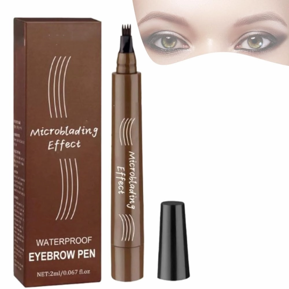 Natural Brows Eyebrow Pen, 2024 Upgraded 3D Waterproof Microblading Eyebrow Pencil Contouring Pen, Eye Brow Pencils For Women, Long Lasting Natural Eyebrow Pencil, Magic Eyebrow Pencil (Light Brown)