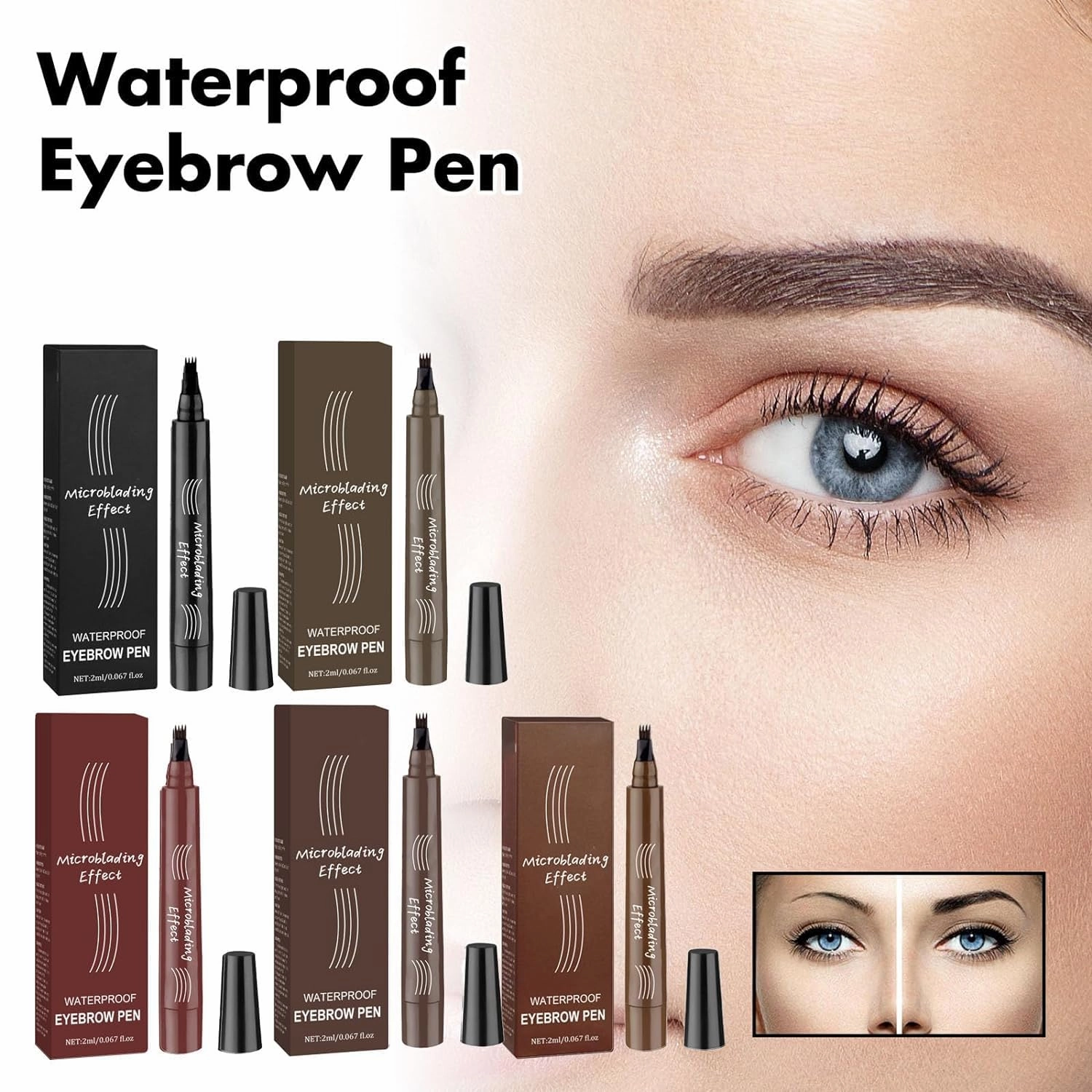 Natural Brows Eyebrow Pen, 2024 Upgraded 3D Waterproof Microblading Eyebrow Pencil Contouring Pen, Eye Brow Pencils For Women, Long Lasting Natural Eyebrow Pencil, Magic Eyebrow Pencil (Light Brown)