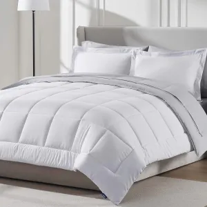Nestl Queen Comforter Set 7 Piece - Reversible Comforters Queen Size White, Bed in a Bag Queen All Season, Queen Size Comforter Sets Bedding with Flat Sheet and Fitted Sheet, Pillowcases and Shams