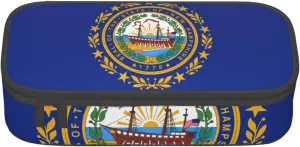 New Hampshire State Flag Print Large Capacity Pencil Case Portable Pencil Pouch For Adults Office Supplies