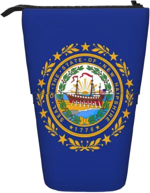 New Hampshire State Flag Print Telescopic Standing Pencil Bag Pen Holder Stationery Office Organizer Box
