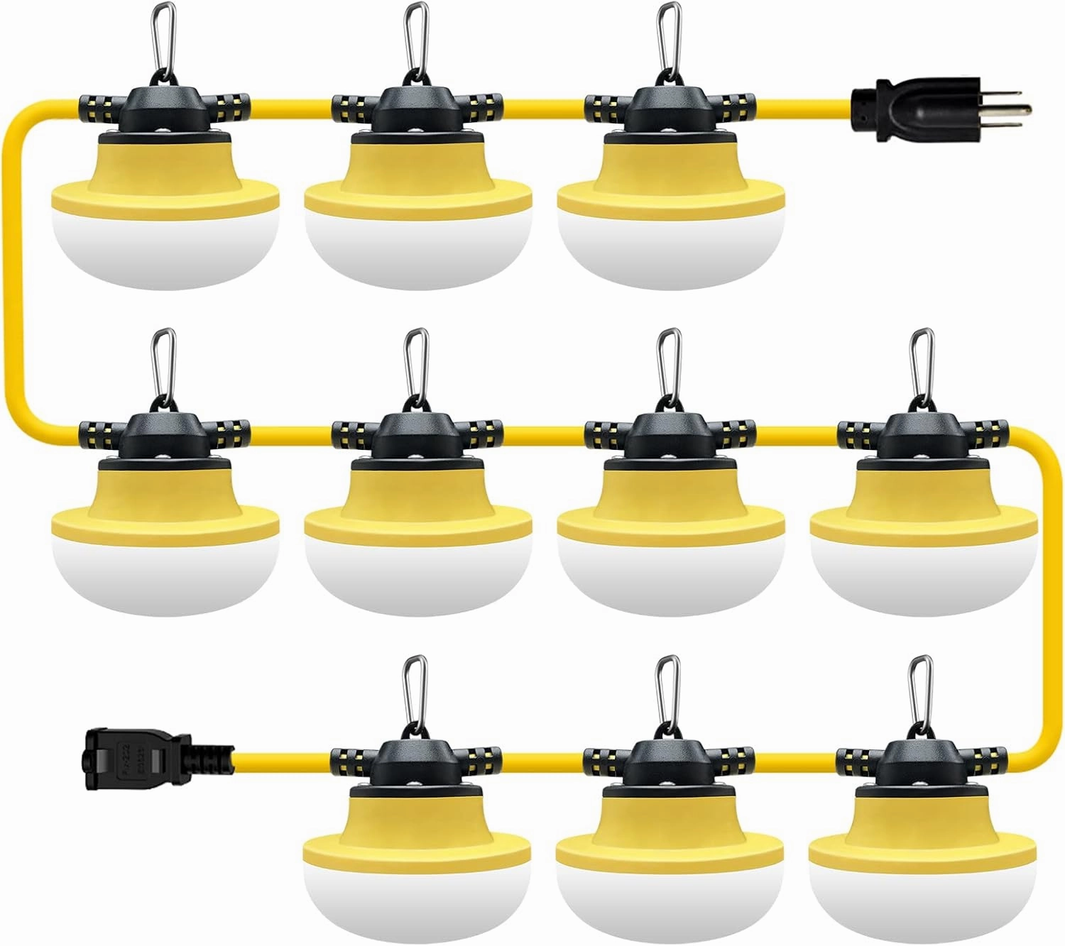 New 100FT Construction String Lights LED Industrial Grade Best for Construction Sites,Renovation, Walkways,Patio,Mine cave,Outdoor Lighting Solutions Use,Free for Climbing Hook 3Prong