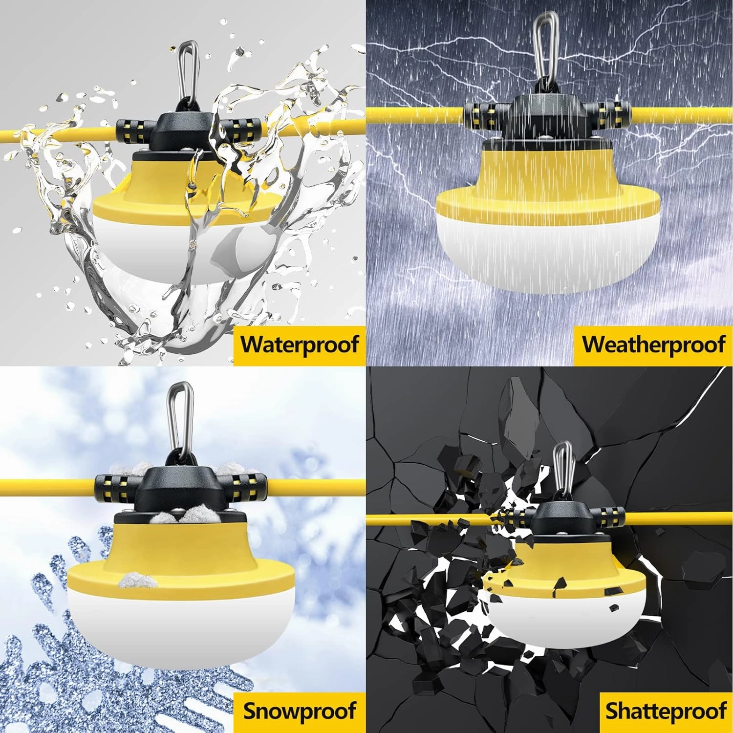 New 100FT Construction String Lights LED Industrial Grade Best for Construction Sites,Renovation, Walkways,Patio,Mine cave,Outdoor Lighting Solutions Use,Free for Climbing Hook 3Prong