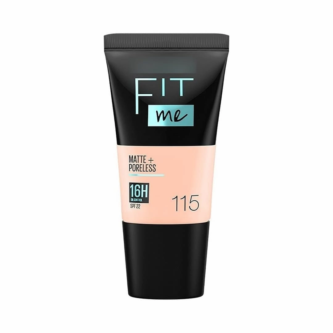 New York Liquid Foundation, Matte & Poreless, Full Coverage Blendable Normal to Oily Skin, Fit Me, 115 Ivory, 18ml