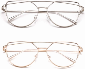 Newbee Fashion - Oversized Fashion Clear Glasses Transparent Lenses Stylish Aviator Bar Frames