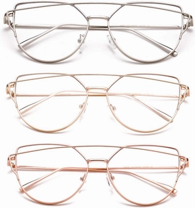 Newbee Fashion - Oversized Fashion Clear Glasses Transparent Lenses Stylish Aviator Bar Frames
