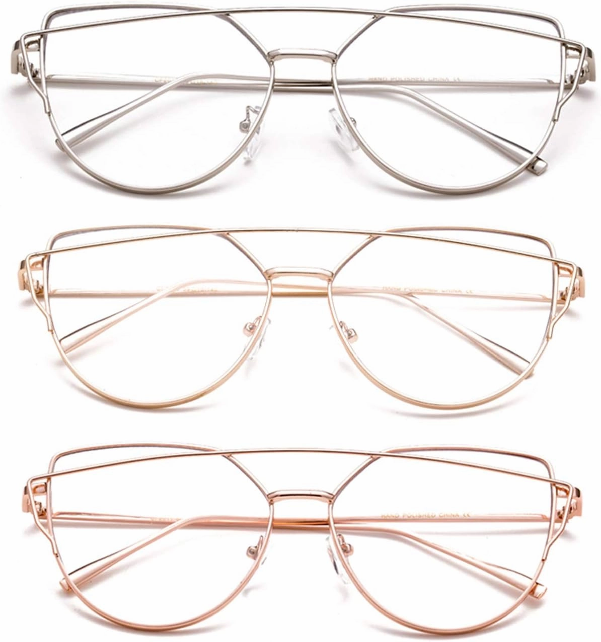 Newbee Fashion - Oversized Fashion Clear Glasses Transparent Lenses Stylish Aviator Bar Frames