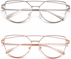 Newbee Fashion - Oversized Fashion Clear Glasses Transparent Lenses Stylish Aviator Bar Frames