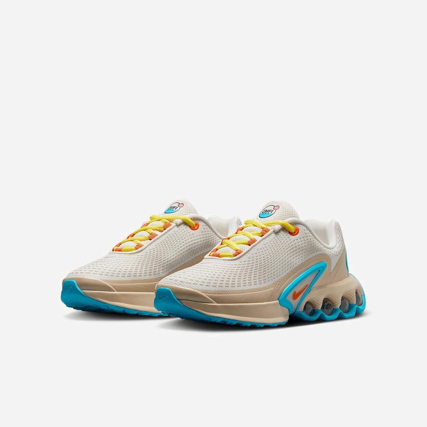 Nike Air Max Dn Big Kids' Shoes (IB7727-030, Phantom/Sanddrift/Baltic Blue/Safety Orange)