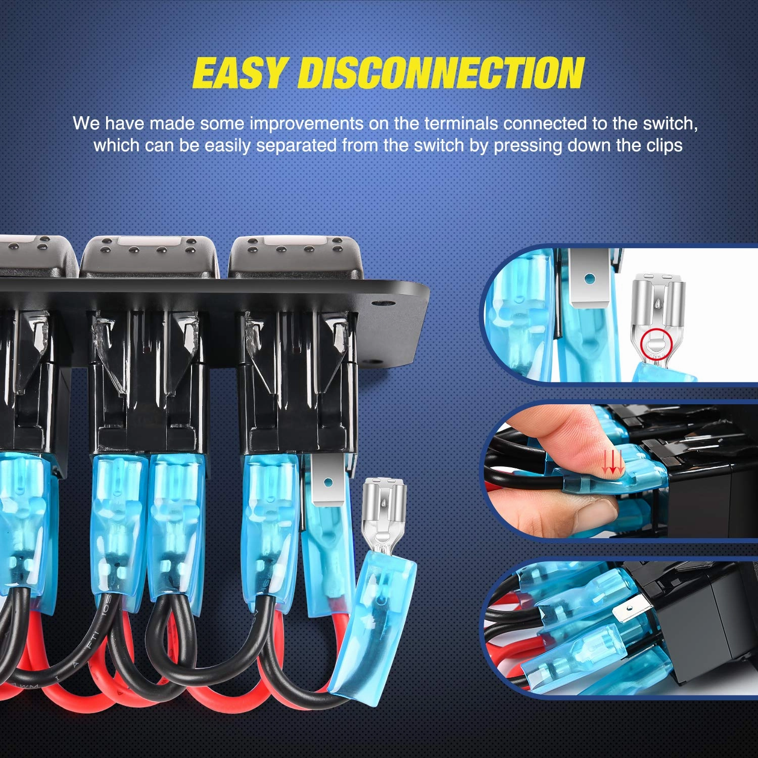 Nilight 5 Gang Rocker Switch Panel with 4.8 Amp Dual USB Charger Voltmeter Night Glow Stickers Waterproof 12V 24V DC for Car Trucks Boats RVs