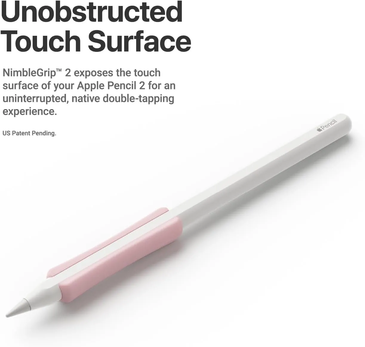 NimbleGrip 2 Premium Silicone Ergonomic Dual Sided Grip Case Holder Comfort Sleeve, Works with Squeeze Double-Tap and Wireless Charging, Compatible with Apple Pencil Pro 2nd Gen and USB-C (Pink)
