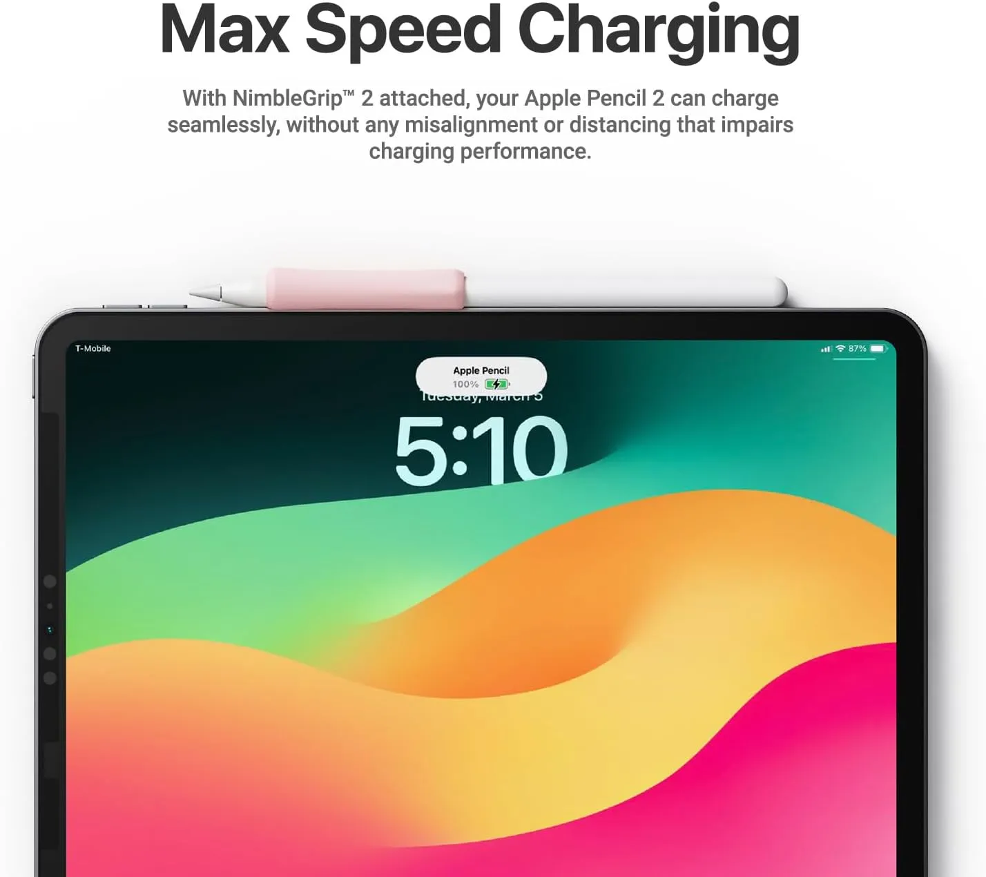 NimbleGrip 2 Premium Silicone Ergonomic Dual Sided Grip Case Holder Comfort Sleeve, Works with Squeeze Double-Tap and Wireless Charging, Compatible with Apple Pencil Pro 2nd Gen and USB-C (Pink)