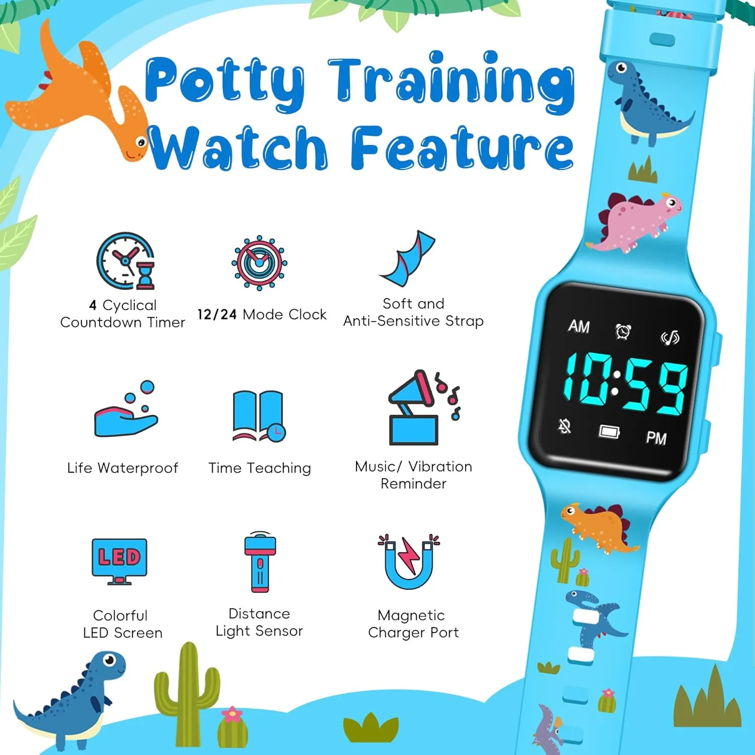 NN BEN NEVIS Potty Training Watch, Digital Toddler Watch with Countdown/Music/Alarm Clocks/Vibration Reminder and Waterproof, Remind Toddler to Go to The Toilet