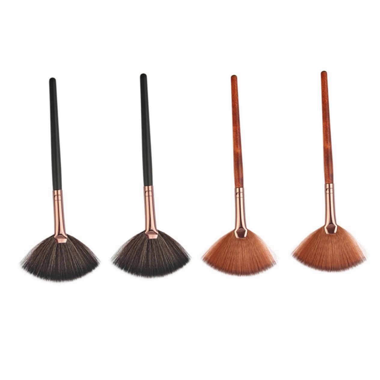 NOLITOY 3sets Professional Long Handle Fan Shape Blusher Brush Set Makeup Brush Applicator Makeup for Face Brow Highlighter Cosmetics 4pcs*3