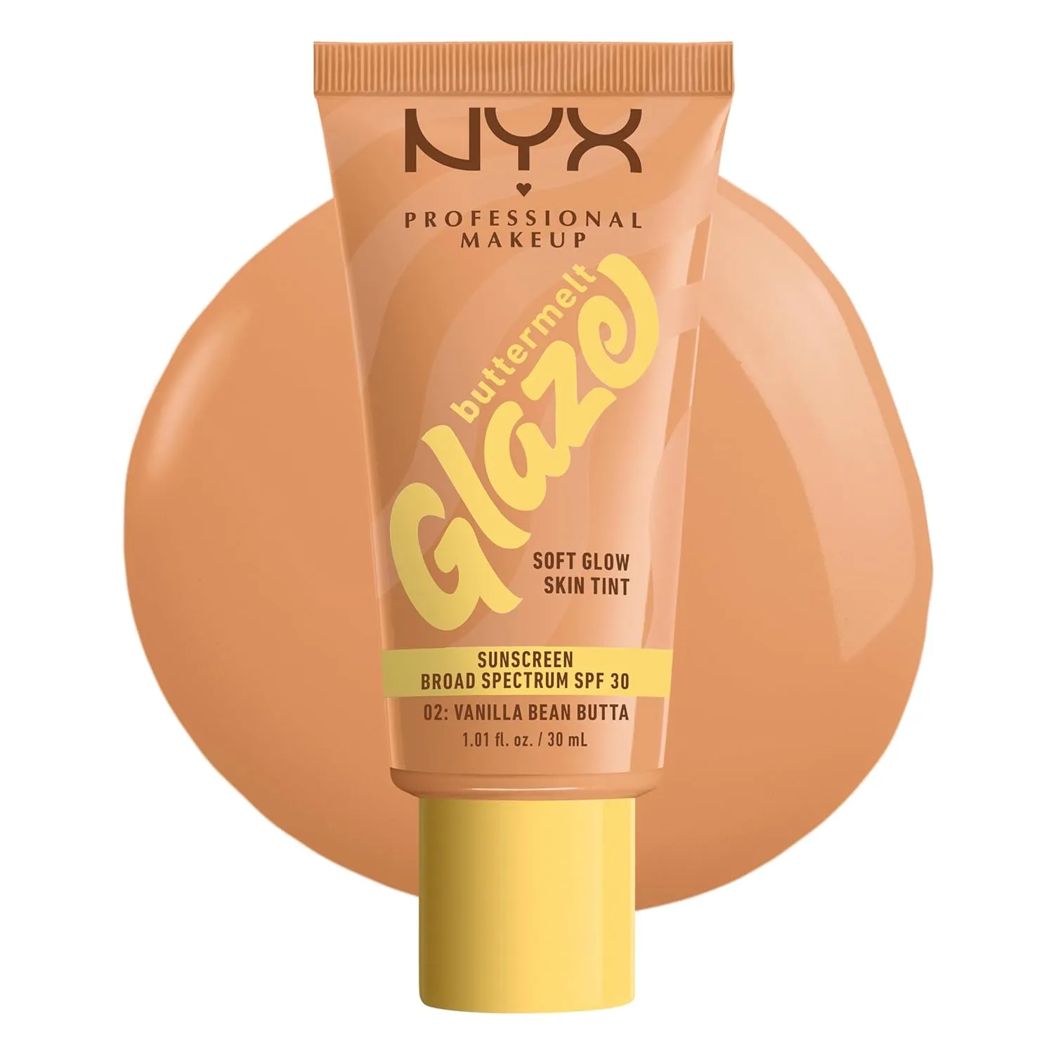 NYX PROFESSIONAL MAKEUP Buttermelt Glaze Soft Glow Skin Tint   SPF 30, Up To 12HR Wear, 02 Vanilla Bean Butta