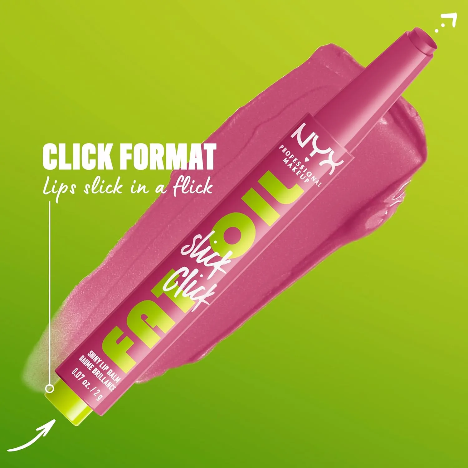 NYX PROFESSIONAL MAKEUP Fat Oil Slick Click, Lightweight, Buildable, Pigmented Vegan Lip Balm - DM Me