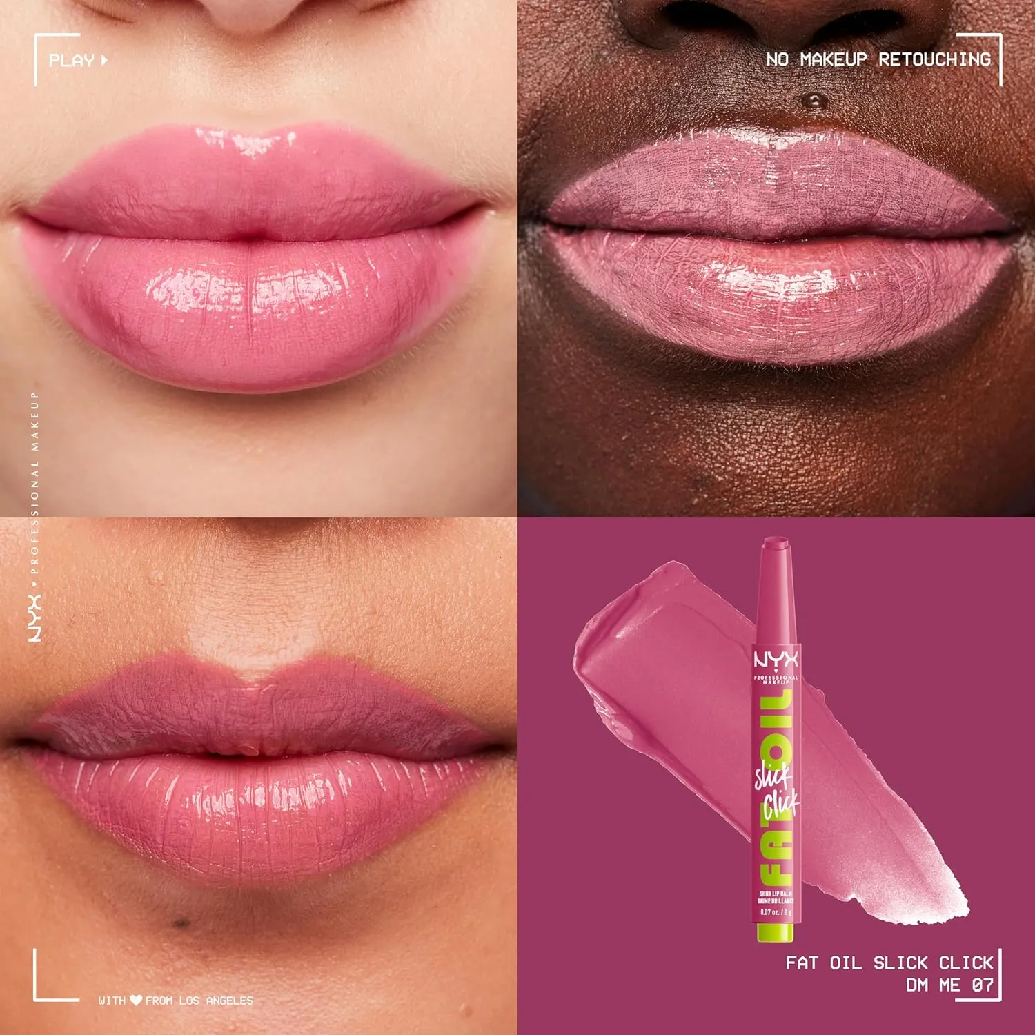 NYX PROFESSIONAL MAKEUP Fat Oil Slick Click, Lightweight, Buildable, Pigmented Vegan Lip Balm - DM Me