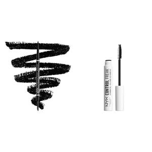 NYX PROFESSIONAL MAKEUP Micro Brow Pencil Black and Control Freak Clear Eyebrow Gel Bundle