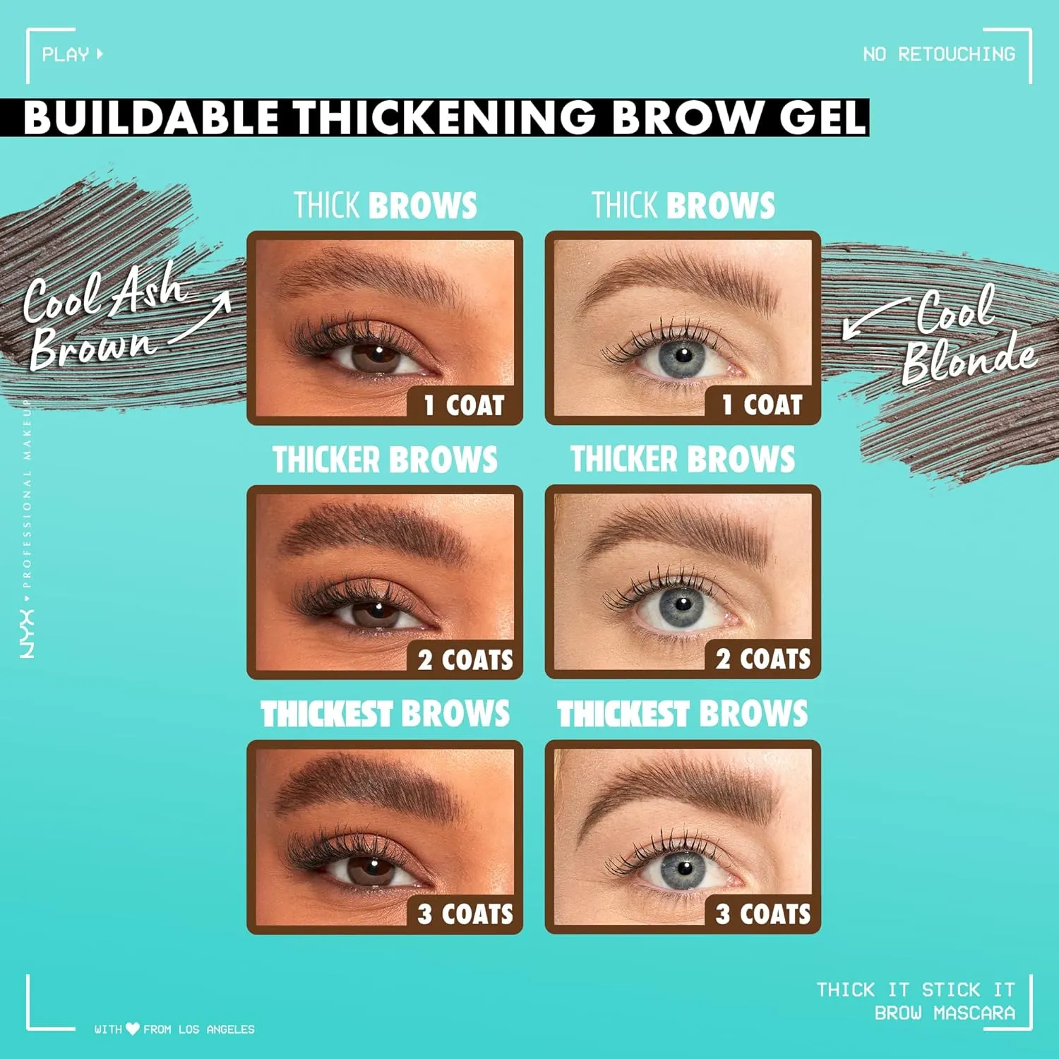 NYX PROFESSIONAL MAKEUP Thick It Stick It Thickening Brow Mascara, Eyebrow Gel - Taupe