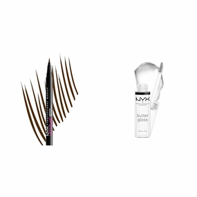 NYX PROFESSIONAL MAKEUP Lift & Snatch Eyebrow Tint Pen, Espresso & Butter Gloss, Non-Sticky Lip Gloss - Sugar Glass (Clear)