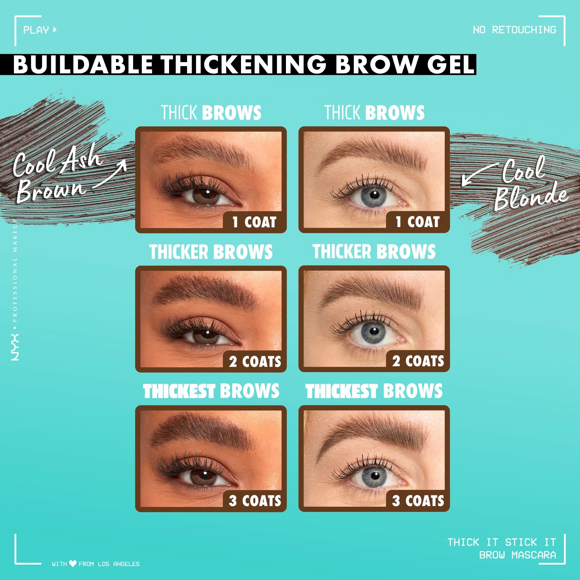 NYX PROFESSIONAL MAKEUP Thick It Stick It Thickening Brow Mascara, Eyebrow Gel - Taupe