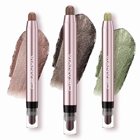 Ofanyia 3Pcs Eyeshadow Stick, Glitter Shimmer Eye Shadow Crayon Eye Brightener Stick with Blending Brush, Smooth Texture Cream Eyeshadow Pen, Long Lasting Waterproof Eye Shadow for Eye Makeup