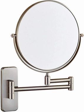 OGRAFF Wall Mounted Makeup Mirrors, 8 Inch Brass Double Sided Vanity Mirrors with Magnifying, Bathroom Extendable 360° Swivel Cosmetic Mirrors,Gold,3X (Color : Nickel, Size : 7X)