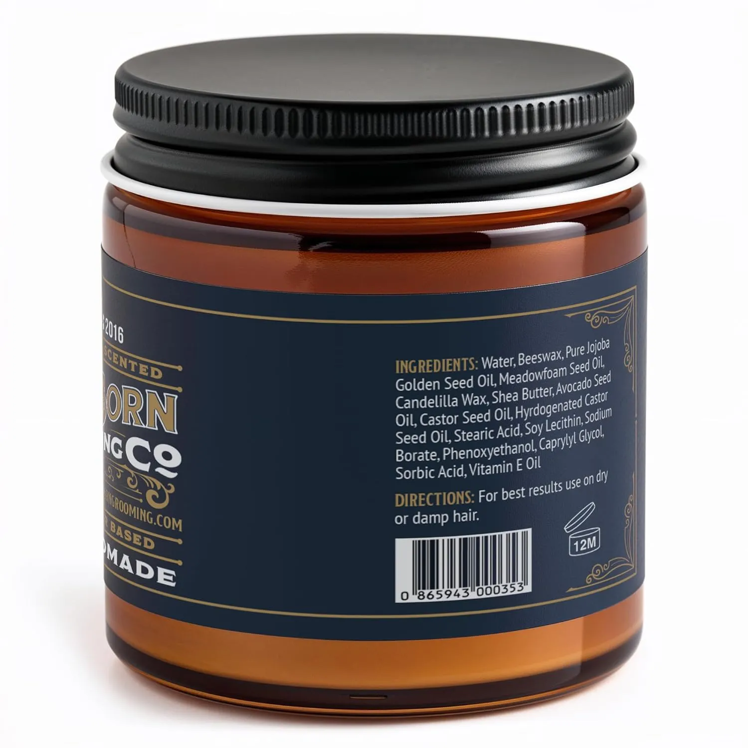 Original Pomade (Unscented, 4 oz) | Medium Hold | Low Shine | Natural Ingredients | Water Based