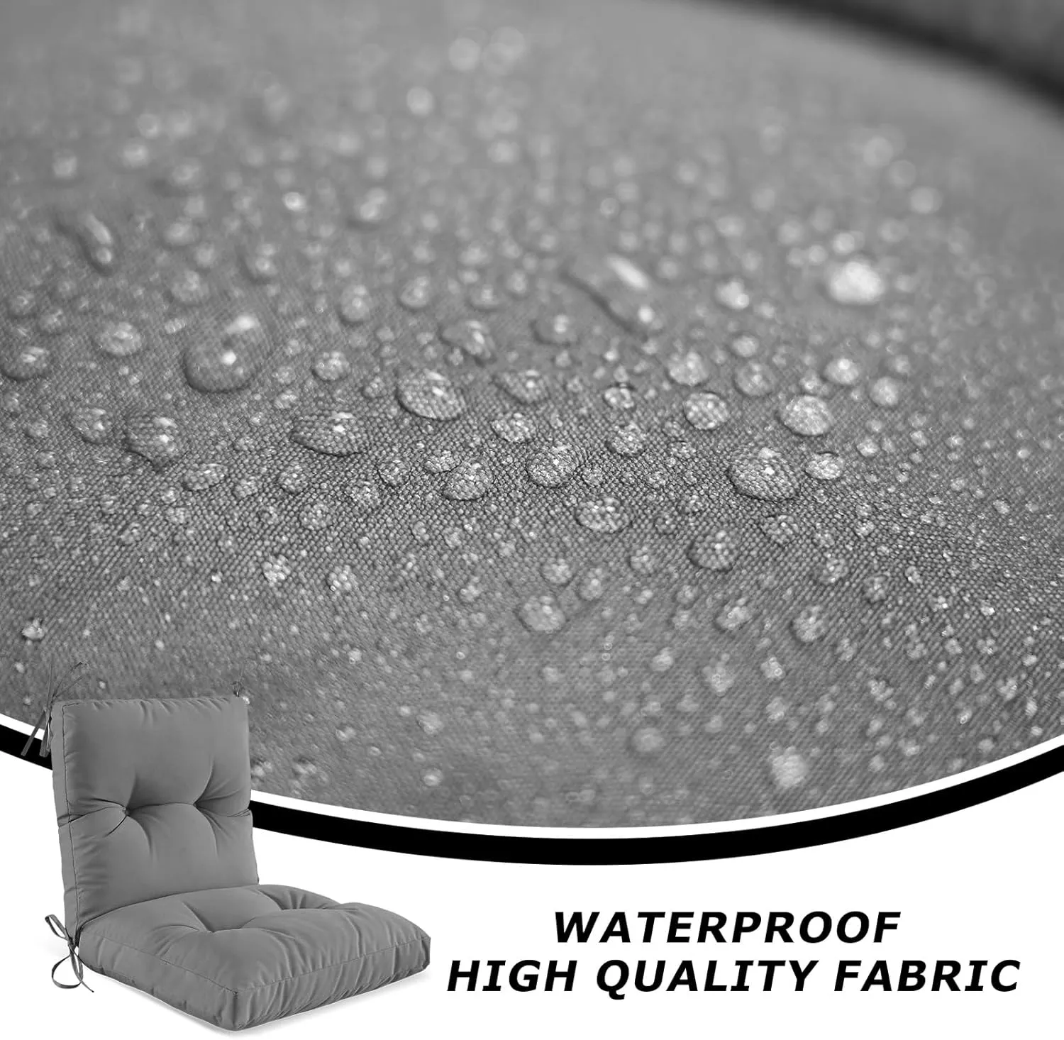 Outdoor Indoor Seat/Back Chair Tufted Cushion, Tufted Outdoor Chair Cushion for Patio Furniture, Soft Seating Replacement Cushion, Grey