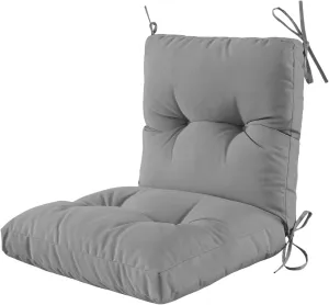 Outdoor Indoor Seat/Back Chair Tufted Cushion, Tufted Outdoor Chair Cushion for Patio Furniture, Soft Seating Replacement Cushion, Grey