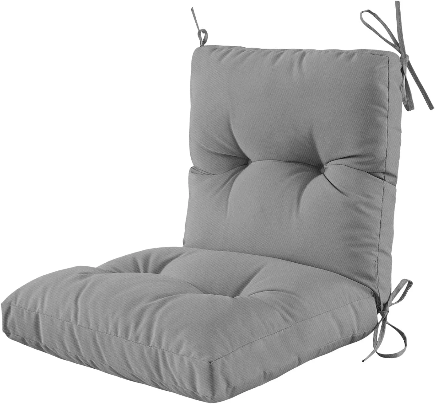 Outdoor Indoor Seat/Back Chair Tufted Cushion, Tufted Outdoor Chair Cushion for Patio Furniture, Soft Seating Replacement Cushion, Grey