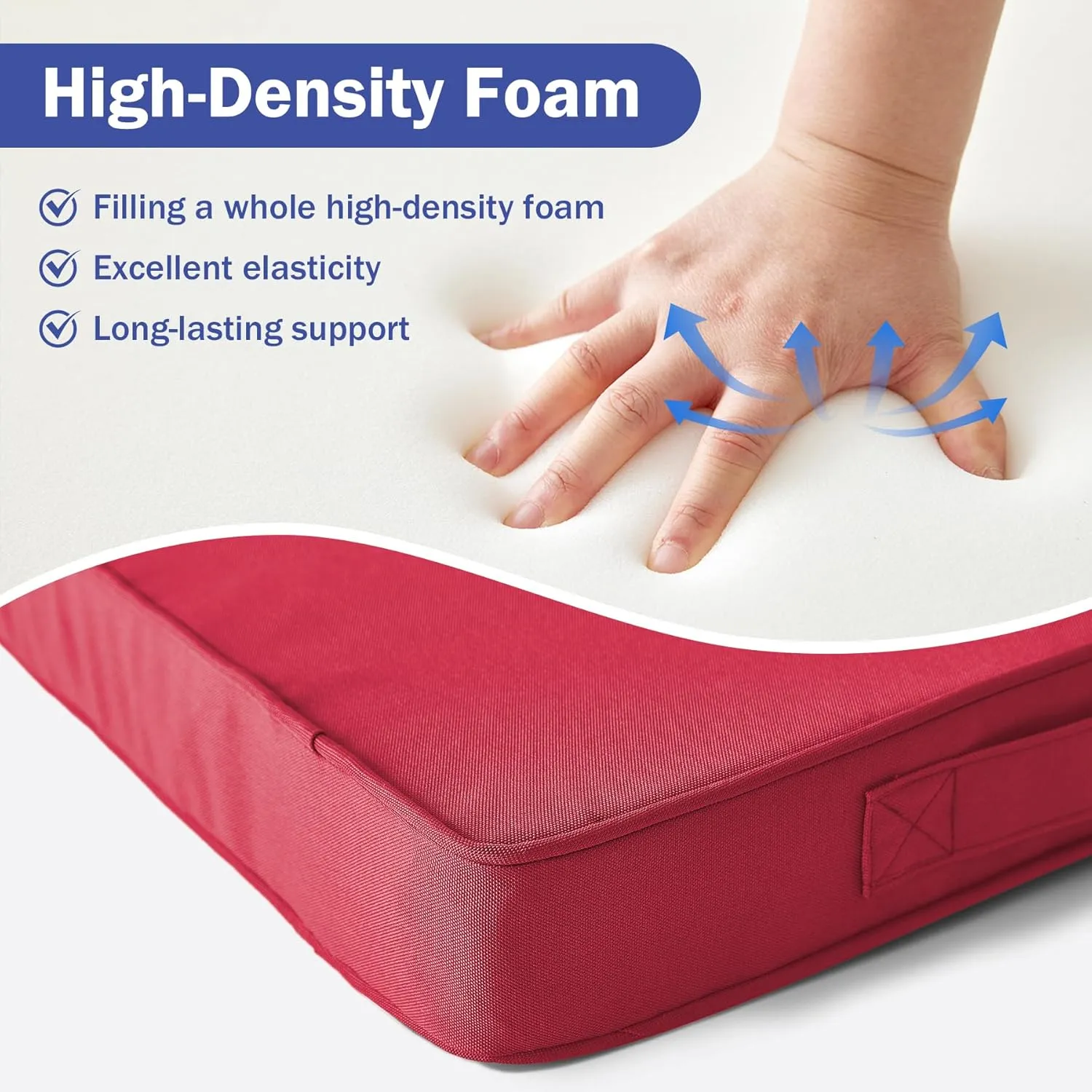 Outdoor Seat Cushion Set 22 x 22 x 3 Inch, Outdoor Cushions for Patio Furniture, Waterproof & Fade Resistant Outdoor Chair Cushions, Deep Seat Cushions with Removable Cover, Burgundy