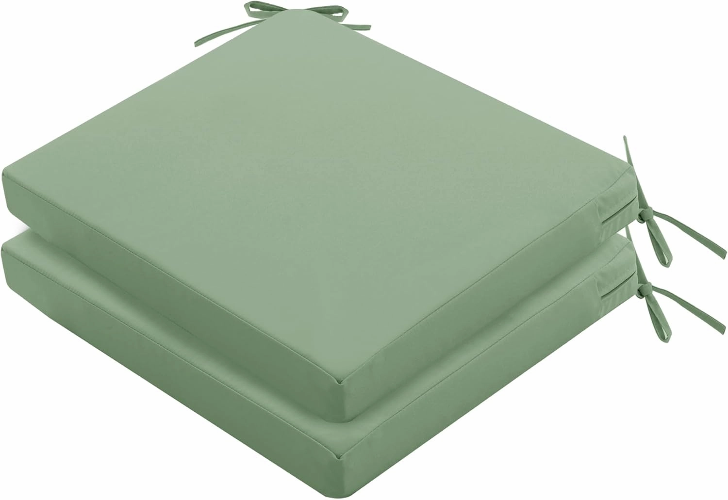 Outdoor Chair Cushions Set of 2: Waterproof & Fade Resistant Seat Cushion for Patio Furniture - 18.5 x 16 x 2 Inch Chair Pads with Ties and Hidden Zipper - Chair Cushion Replacement, Sage Green