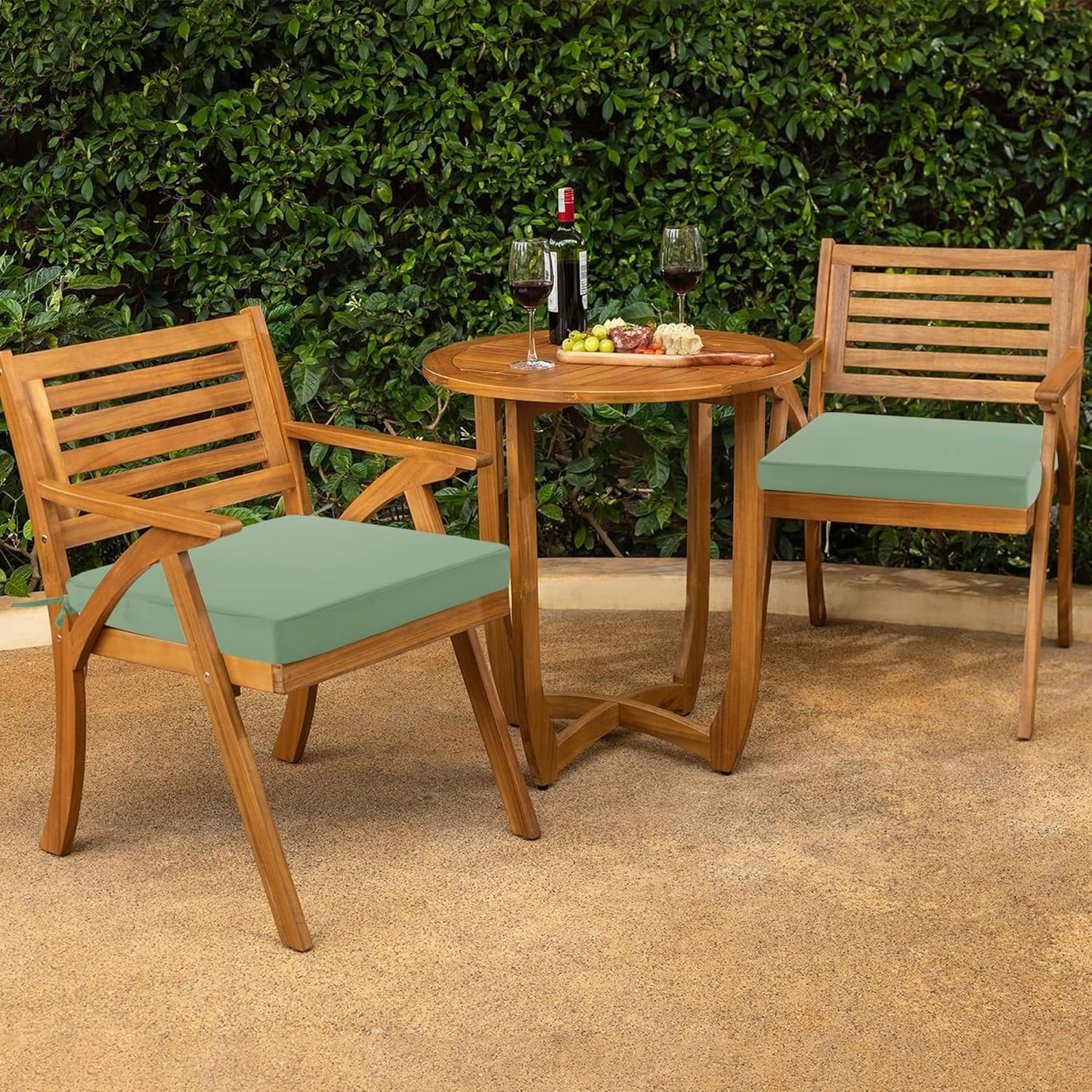 Outdoor Chair Cushions Set of 2: Waterproof & Fade Resistant Seat Cushion for Patio Furniture - 18.5 x 16 x 2 Inch Chair Pads with Ties and Hidden Zipper - Chair Cushion Replacement, Sage Green