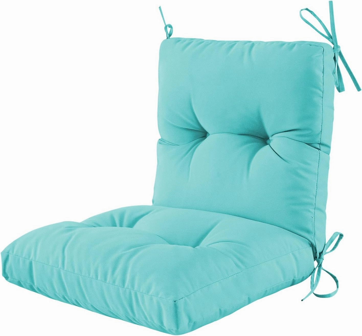Outdoor Indoor Seat/Back Chair Tufted Cushion, Tufted Outdoor Chair Cushion for Patio Furniture, Soft Seating Replacement Cushion, Teal