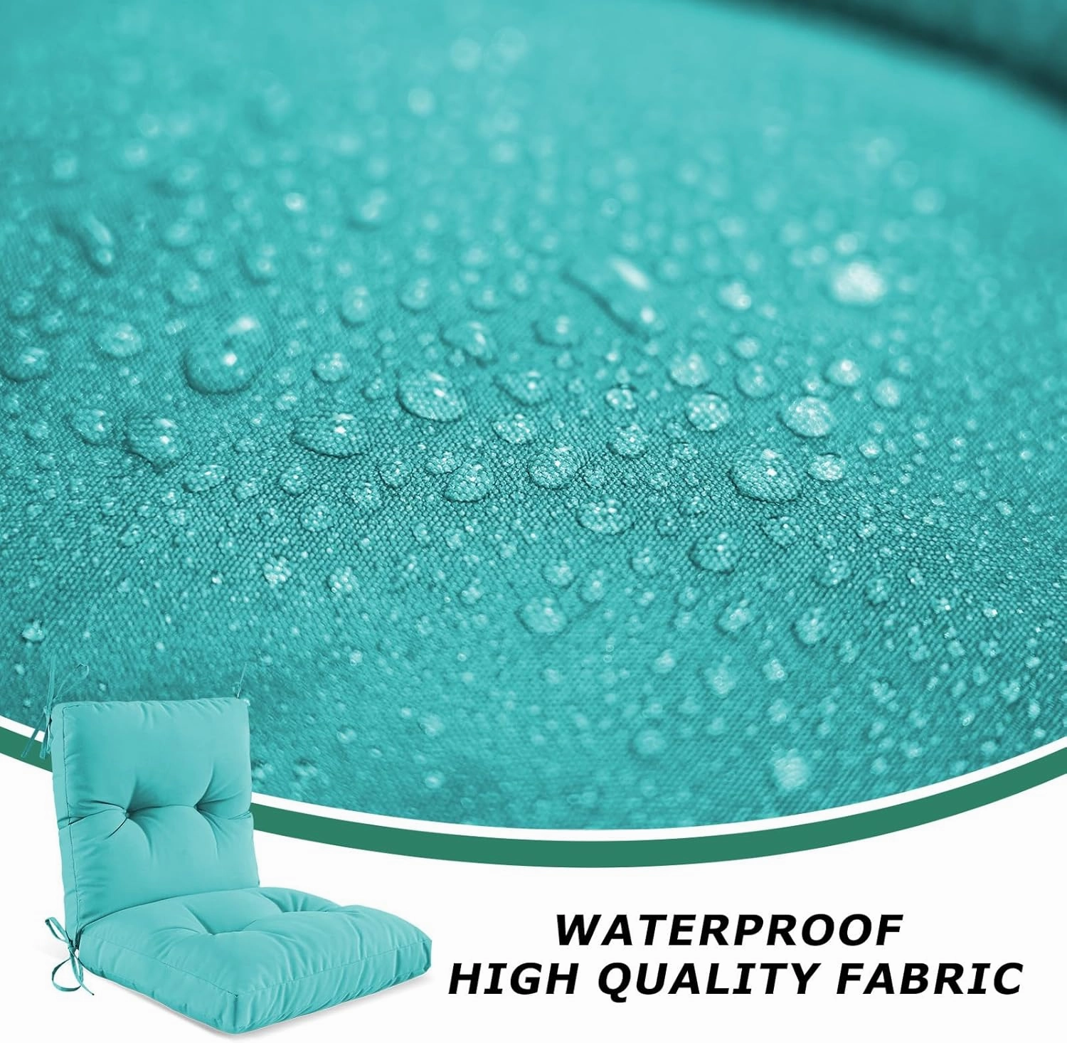 Outdoor Indoor Seat/Back Chair Tufted Cushion, Tufted Outdoor Chair Cushion for Patio Furniture, Soft Seating Replacement Cushion, Teal