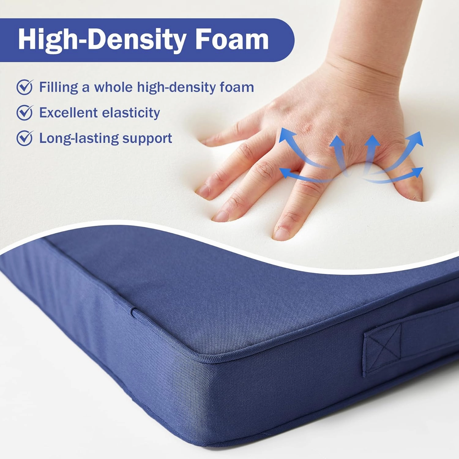 Outdoor Seat Cushion Set 22 x 22 x 3 Inch, Outdoor Cushions for Patio Furniture, Waterproof & Fade Resistant Outdoor Chair Cushions, Deep Seat Cushions with Removable Cover, Navy Blue