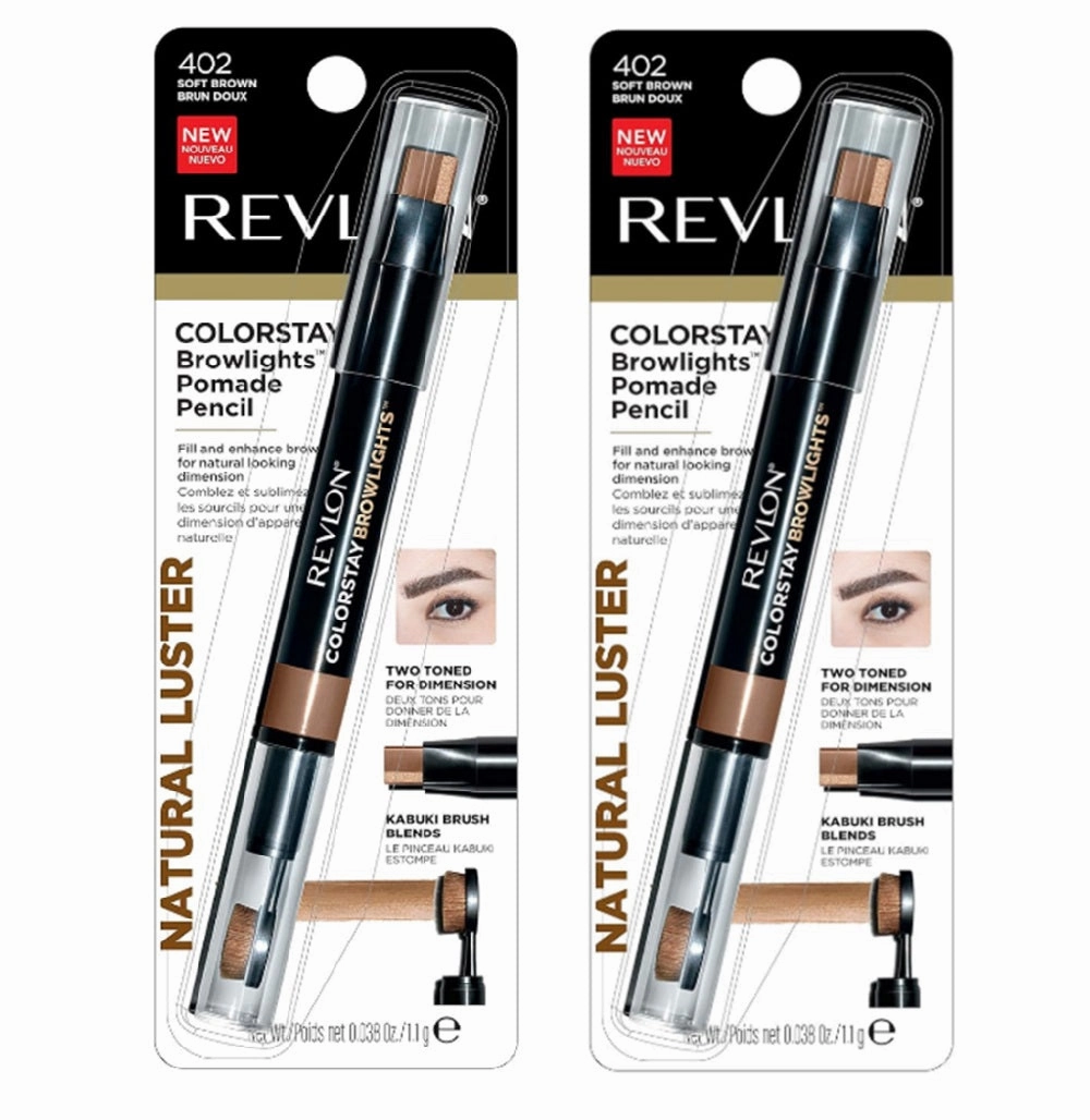 Pack of 2 Revlon Colorstay Browlights Pomade Pencil, Soft Brown 402