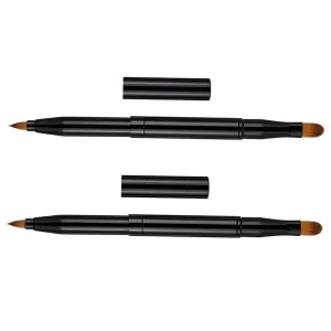 PartyKindom 2pcs Retractable Double-ended Cosmetic Brush Multi-purpose Makeup Tool for Lip Eyeliner and Concealer Smooth Handle for Daily and