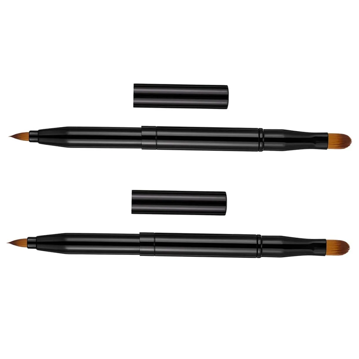 PartyKindom 2pcs Retractable Double-ended Cosmetic Brush Multi-purpose Makeup Tool for Lip Eyeliner and Concealer Smooth Handle for Daily and