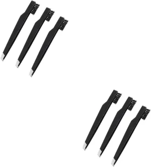 PartyKindom 2sets Carbon Steel Brow Tweezers Stylish Eyebrow Clamps Makeup Tool Multi-purpose for Ladies' Cosmetics Bag 3pcs*2