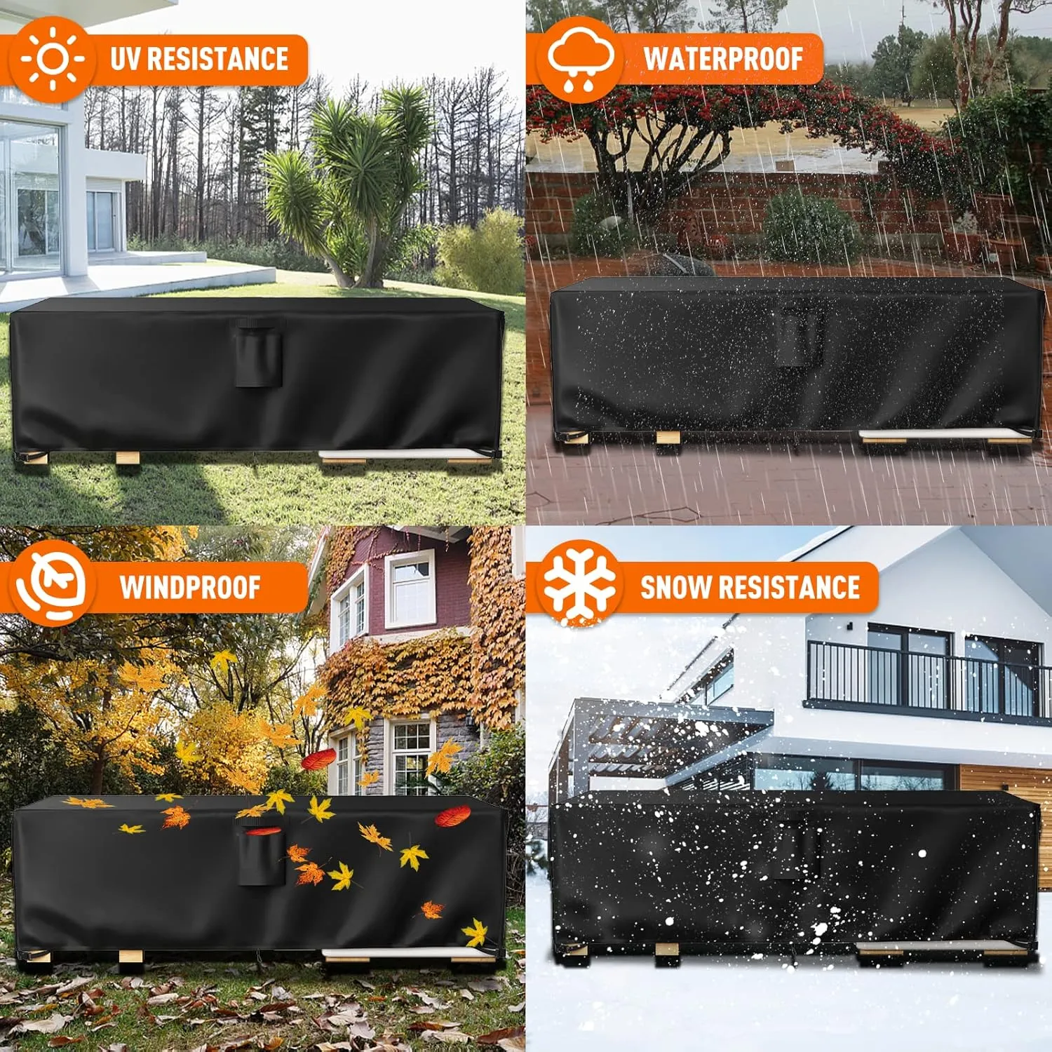 Patio Furniture Covers, Outdoor Furniture Cover Waterproof, General Purpose, Outside Table and Chair Covers, Heavy Duty 600D (74 Inch L x 47 Inch W x 27.8 Inch H)