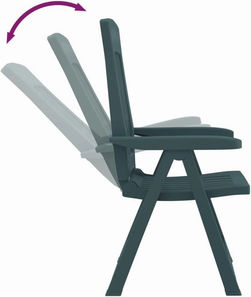 Patio Reclining Chairs 2-Pack Green PP Outdoor Furniture Adjustable Foldable Lounge Chairs for Backyard Poolside Beach Camping