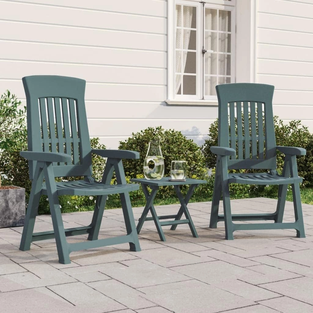 Patio Reclining Chairs 2-Pack Green PP Outdoor Furniture Adjustable Foldable Lounge Chairs for Backyard Poolside Beach Camping