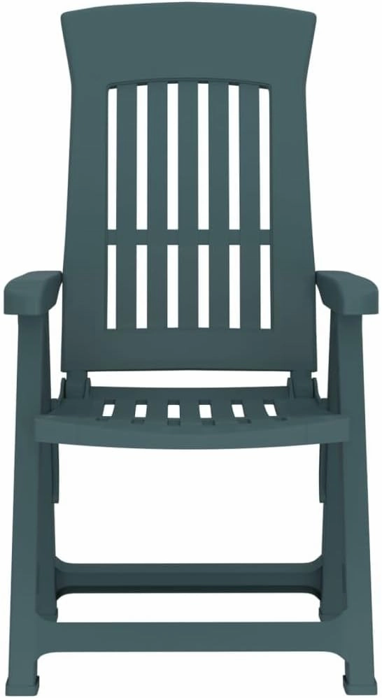 Patio Reclining Chairs 2-Pack Green PP Outdoor Furniture Adjustable Foldable Lounge Chairs for Backyard Poolside Beach Camping