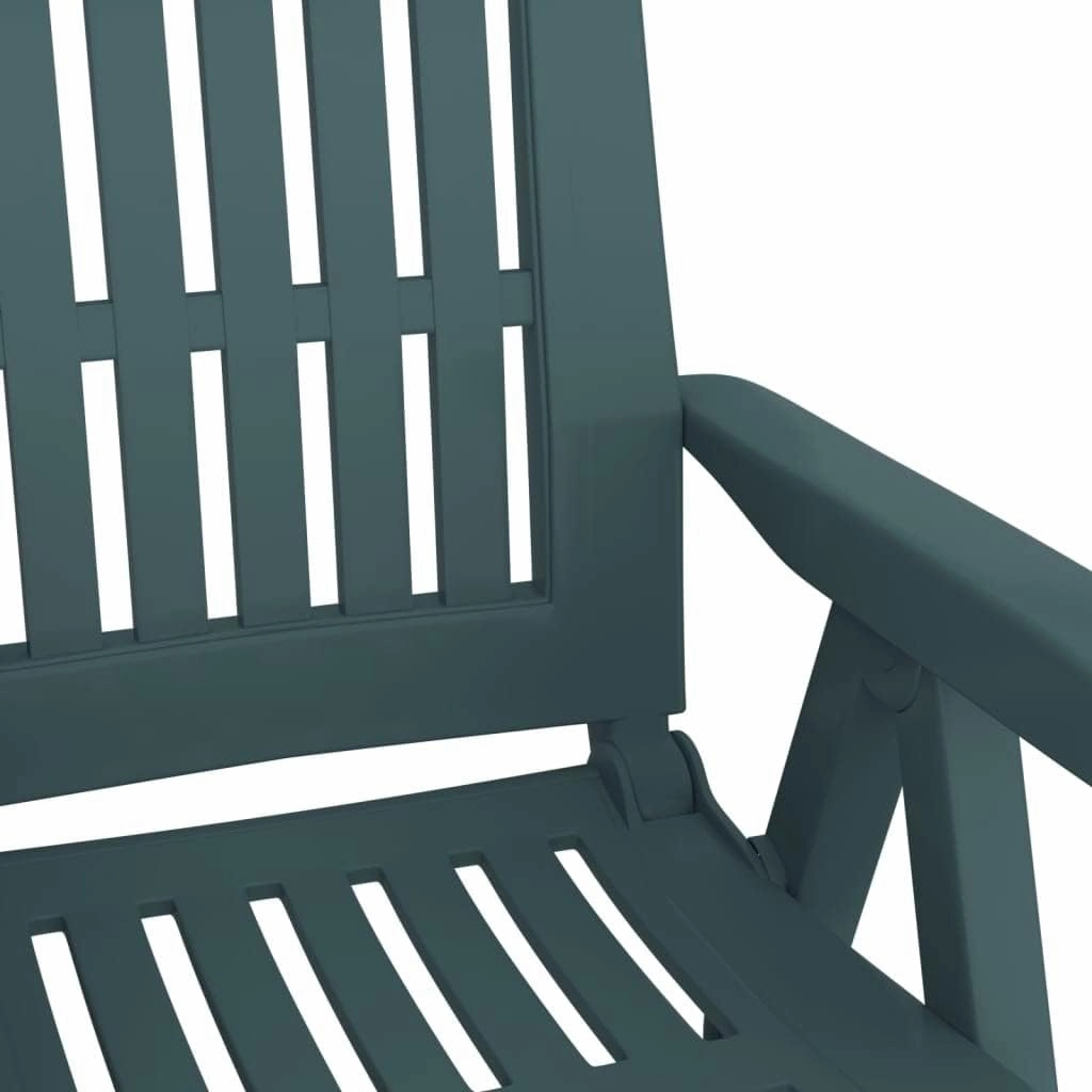 Patio Reclining Chairs 2-Pack Green PP Outdoor Furniture Adjustable Foldable Lounge Chairs for Backyard Poolside Beach Camping