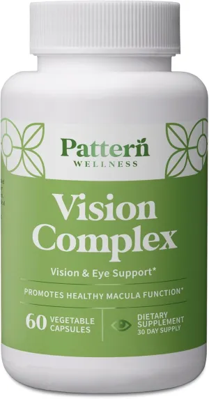 Pattern Wellness Vision Complex Supplement - Clear Vision & General Eye Health Support - Herbal Extract & Vitamin Blend - 60 Vegan Capsules